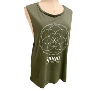 2XL Yoga Home Green Womens Olive Green Tank Top Lightweight